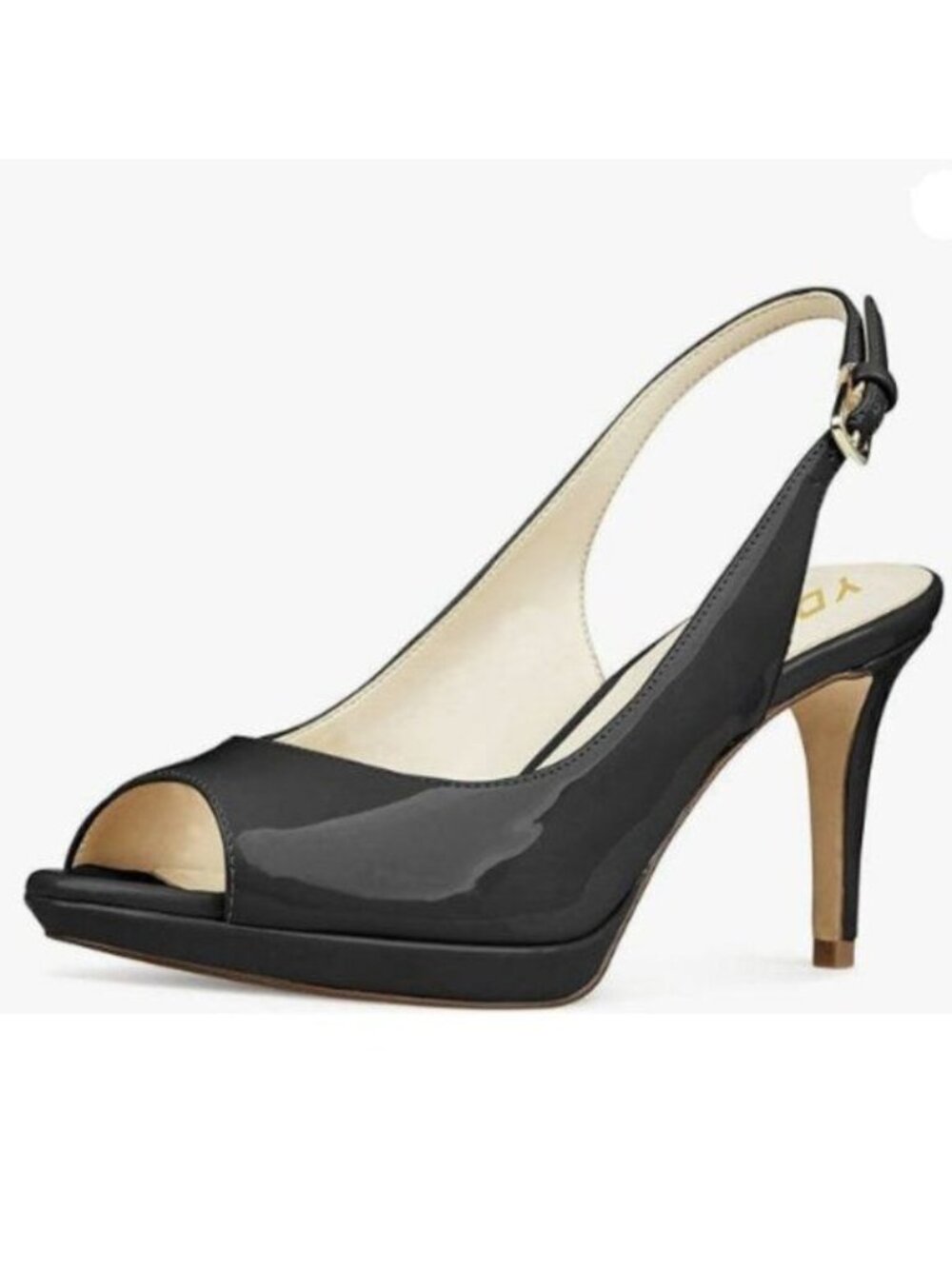 YDN Women Sexy High Heels Pumps Peep Toe Platform Block Slingback Shoes Black